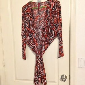 Cute XS red black and white wrap top or dress